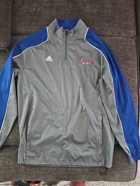 adidas Grey and Royal Blue Gators Quarter-Zip Pullover